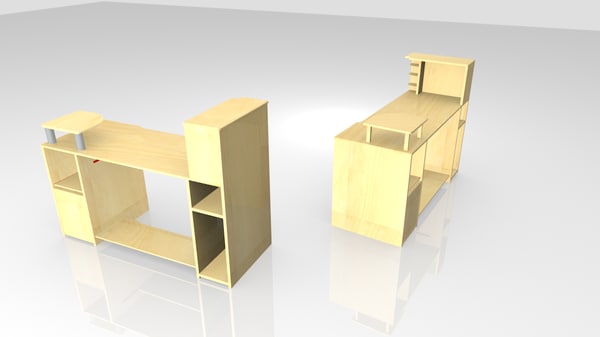 3d model computer office - Computer office-Table 3D Model... by blendmax
